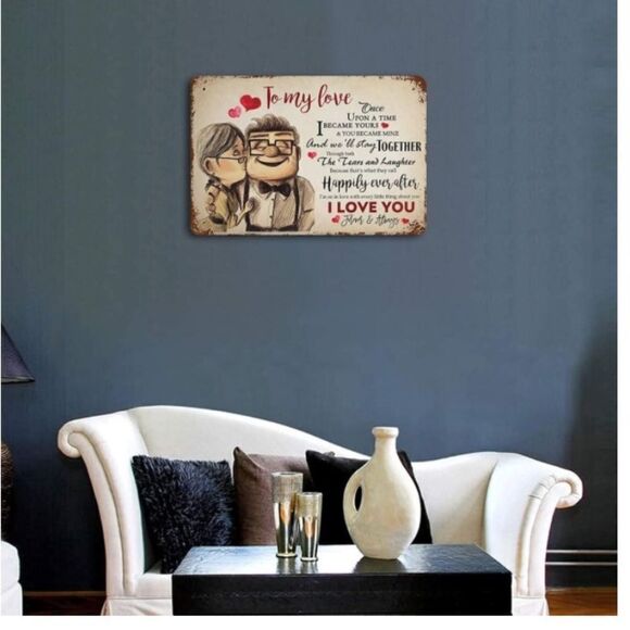 Vintage Metal Tin Sign Carl And Ellie To My Love Tin Signs 8X12 Inches - Picture 4 of 5